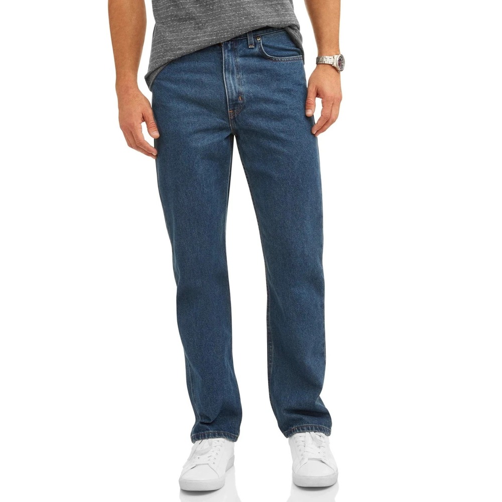 George Mens Jeans Relaxed Tapered Leg Zip Fit 5-Pockets Medium Size 38 x 30